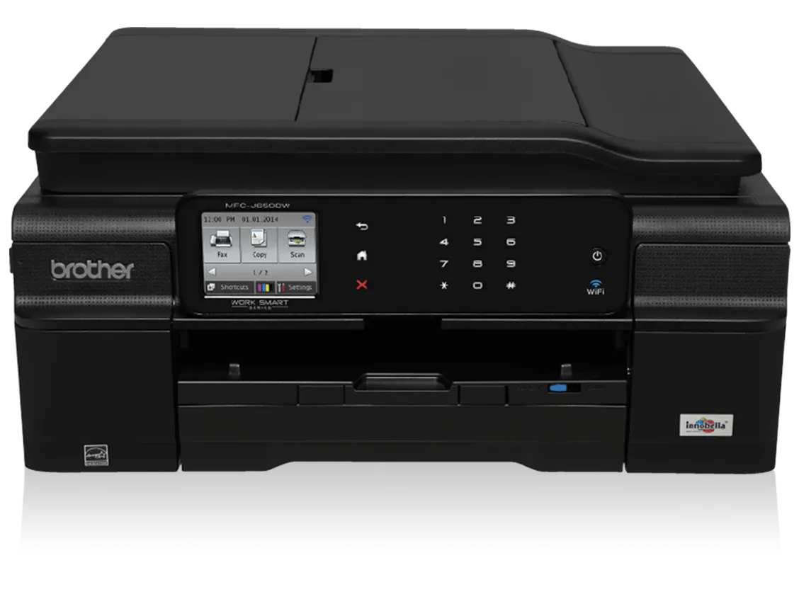 Brother MFC-J650DW all-in-one inkjet printer with wireless connectivity and touchscreen