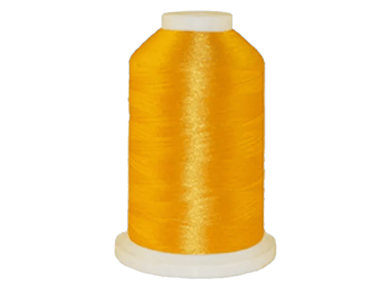 Brother embroidery thread spool in bright golden yellow on white cone