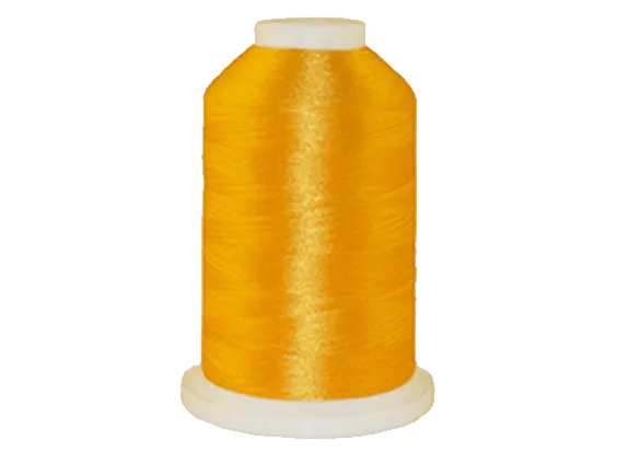 Brother embroidery thread spool in bright golden yellow on white cone