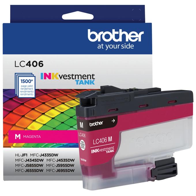 Brother LC406MS Standard-Yield Magenta INKvestment Tank Ink Cartridge, Magenta, large