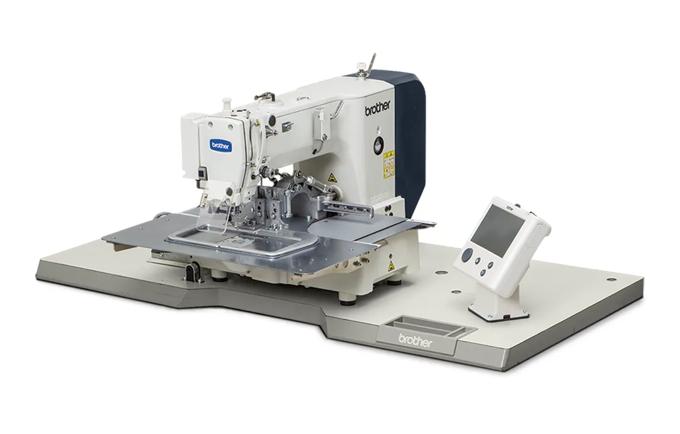 Brother industrial sewing machine with programmable control panel on extended work table
