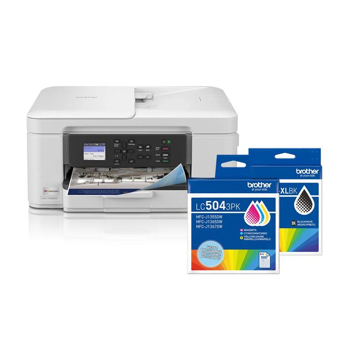 Brother MFC-J1365DW Wireless INKvestment Color Inkjet All-in-One Printer and LC504 Ink Bundle, , large