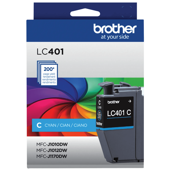 Brother Genuine LC401CS Standard-yield Cyan Ink Cartridge, Cyan, large