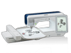 Brother embroidery machine with touchscreen and hoop displaying floral design