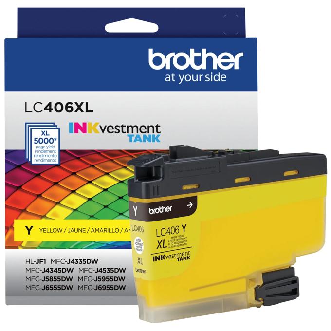 Brother LC406XLYS High-Yield Yellow INKvestment Tank Ink Cartridge, Approx. 5,000-Page Yield, Yellow, large