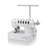 Brother CV3550 double-sided cover stitch machine with white finish and thread guides