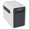 Brother TD-2120N compact label printer with wireless connectivity in white and gray