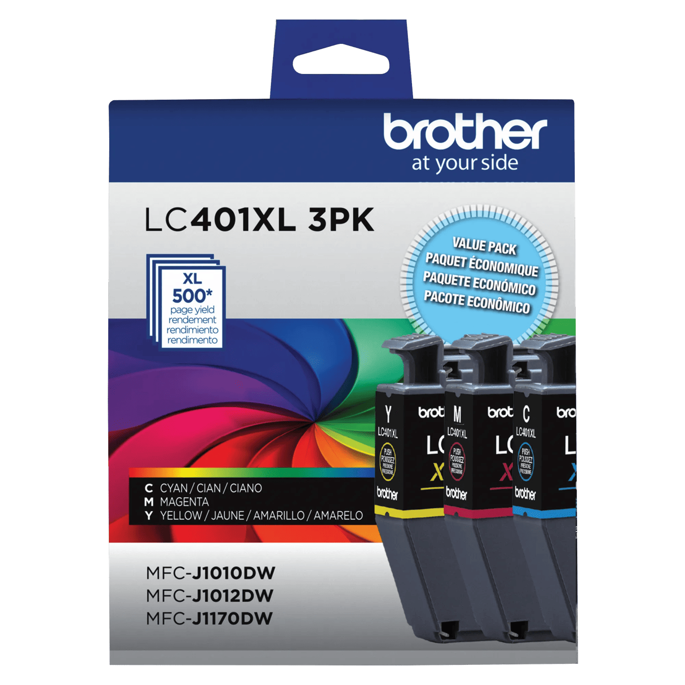 Genuine LC401XL3PKS High-yield 3 Pack Color Ink Cartridges | Brother