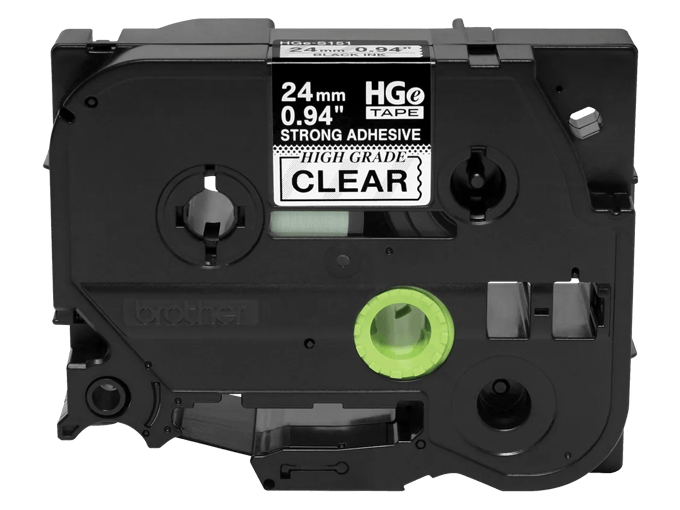 Brother HGe tape cartridge 24mm black on clear with strong adhesive