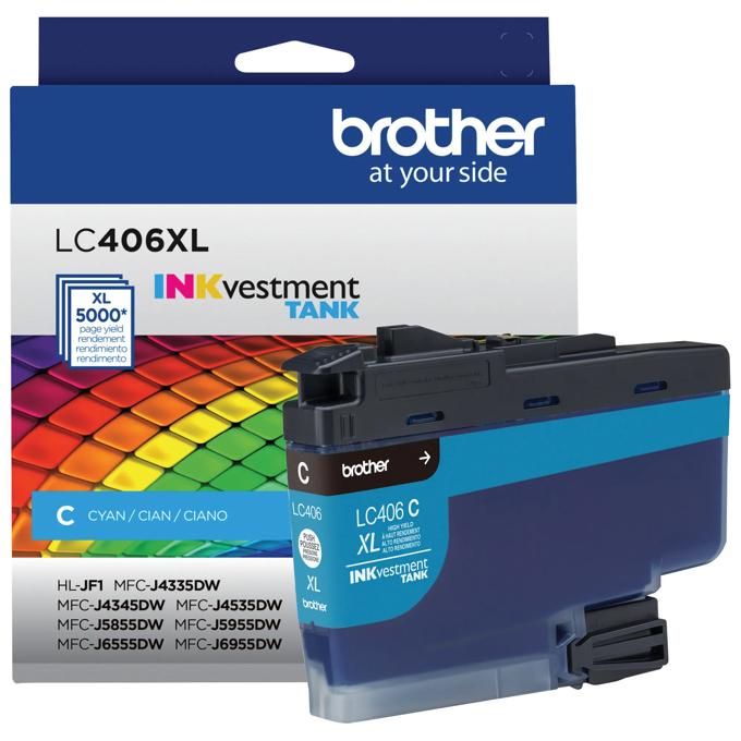 Brother LC406XLCS High-Yield Cyan INKvestment Tank Ink Cartridge, Cyan, large