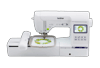 Brother SE1900 sewing and embroidery machine with touchscreen and floral design in hoop
