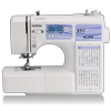 Brother HC1850 computerized sewing machine with LCD screen and stitch selection chart