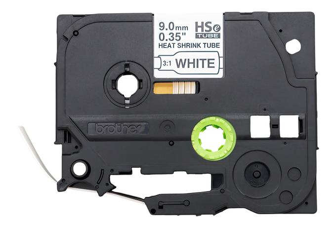 Cartucho de etiquetas Brother HSe-221E tubo termocontraíble blanco 9mm en casete gris oscuro