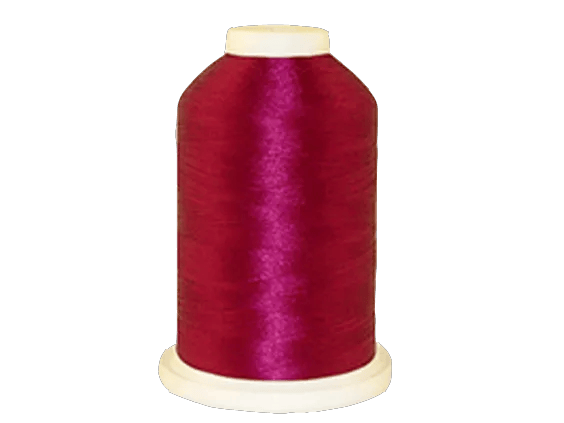Brother embroidery thread spool in deep red with glossy finish on white background