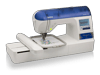 Brother Designio DZ820E embroidery machine with touchscreen and floral design in hoop