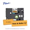 Brother P-touch TZe laminated tape cassette in fluorescent orange with black print, 24mm width