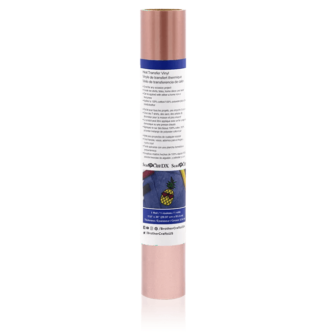 Brother heat transfer vinyl roll in rose gold with blue label