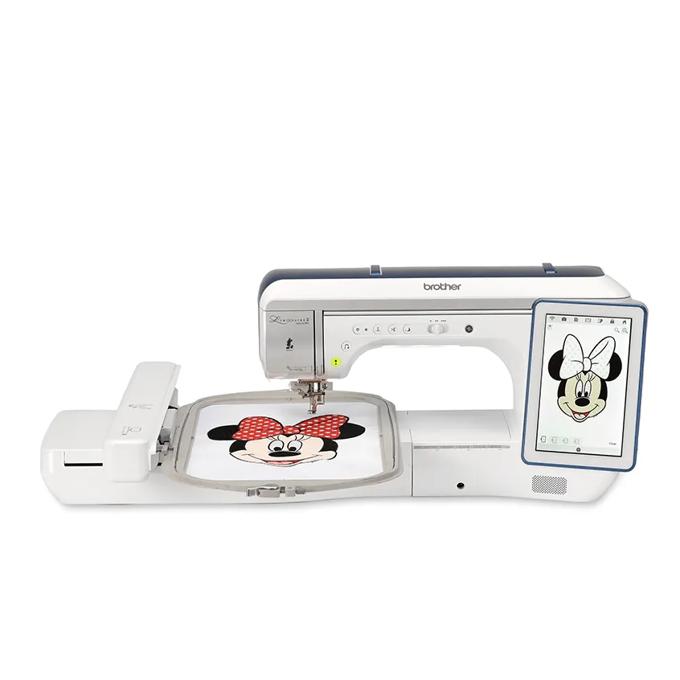 Brother Luminaire Innov-is XP2 sewing and embroidery machine with Disney Minnie Mouse design on screen