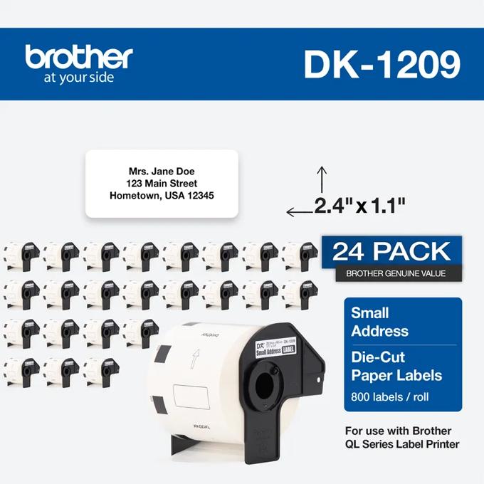 Brother DK-1209 small address die-cut paper labels 24-pack for QL series label printer