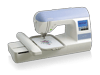 Brother PE770 embroidery machine with touchscreen and floral design in hoop