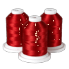 Three spools of red embroidery thread on white bases for Brother sewing machines