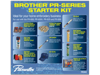 Brother PR-Series embroidery starter kit with threads, bobbins, needles, and accessories