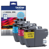 Brother LC402XL high-yield ink cartridge 3-pack in cyan, magenta, and yellow