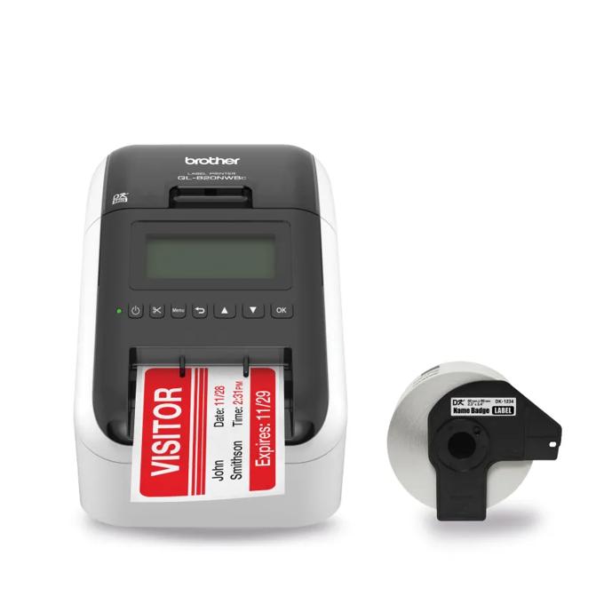 Brother QL-820NWB Ultra-Flexible Label Printer  + Brother Genuine DK1234 Label Roll – 2.3 in x 3.4 in 260 Labels, , large