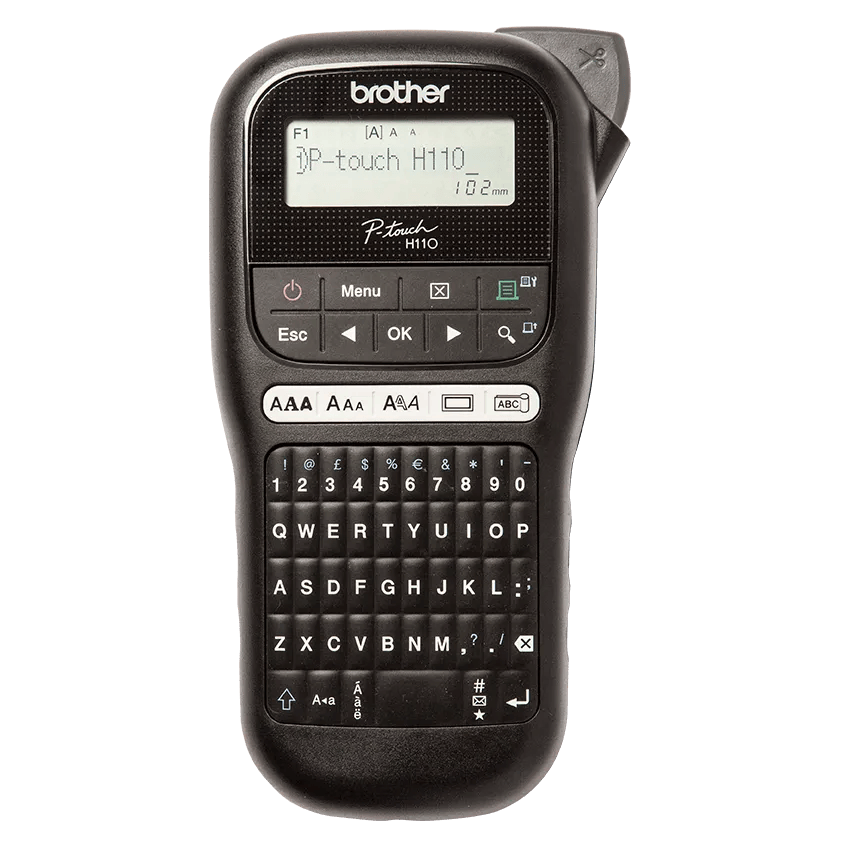 Rotuladora portátil Brother P-touch H110 con teclado QWERTY y pantalla LCD