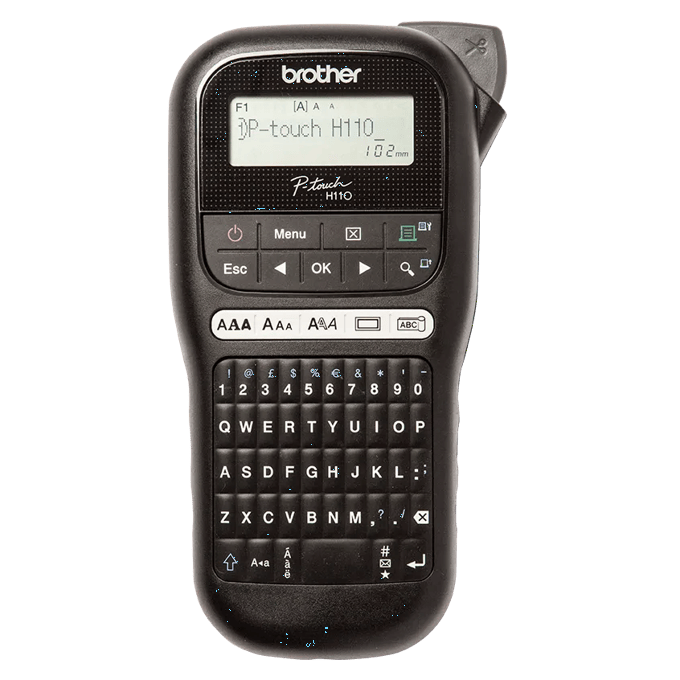 Rotuladora portátil Brother P-touch H110 con teclado QWERTY y pantalla LCD