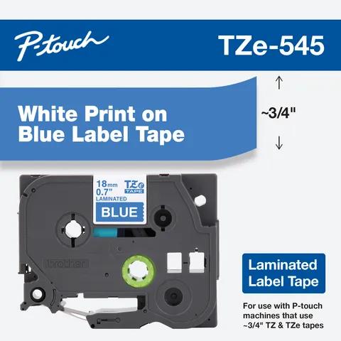 Brother TZe-545 laminated label tape cartridge with white text on blue background