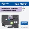 Cartucho de cinta de etiquetas laminadas Brother TZe-MQF31 con impresión negra sobre fondo morado pastel