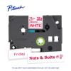 Brother P-touch TZe laminated label tape cartridge with red on white labels