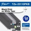 Brother P-touch TZe-23110PKB laminated tape cartridges, 10-pack, black on white, 1/2 inch