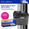 Brother DCP-L2647DW wireless all-in-one laser printer with toner subscription box