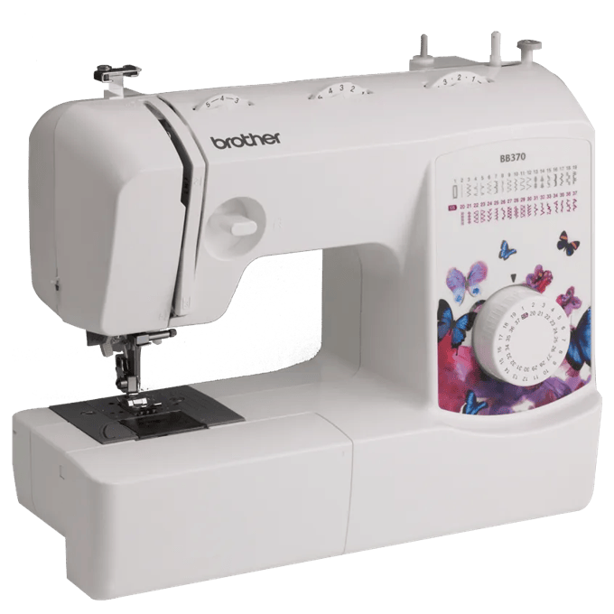 Brother BB370 sewing machine with butterfly design and stitch selector dial
