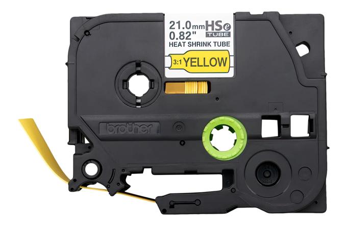 Brother HSe-651 21mm yellow heat-shrink tube cartridge with black text on white background