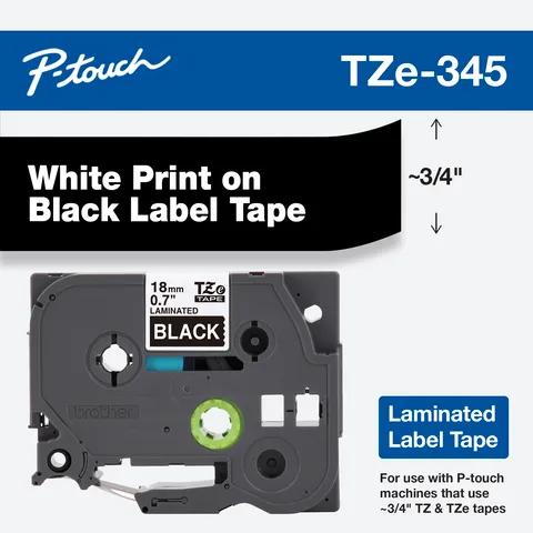 Cartucho de cinta para etiquetas laminadas Brother TZe-345 con texto blanco sobre negro