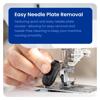Hand removing needle plate from Brother sewing machine for easy cleaning and maintenance