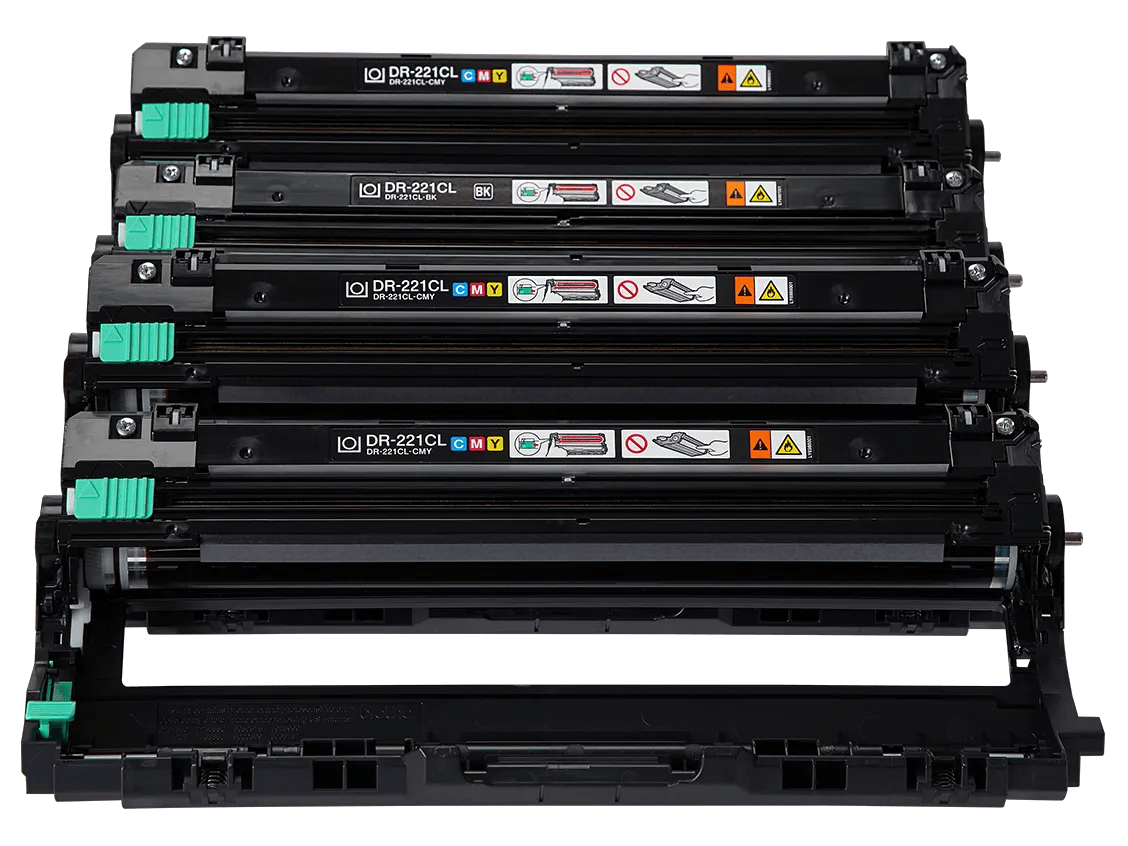 Brother DR-221CL drum unit set with color-coded labels for laser printers