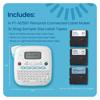 Brother PT-N25BT wireless label maker with three Btag sample-size label tape cartridges