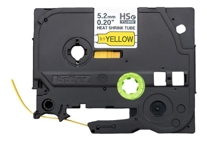 Brother HSe-611 5.2mm yellow heat-shrink tube cartridge with black text on white background