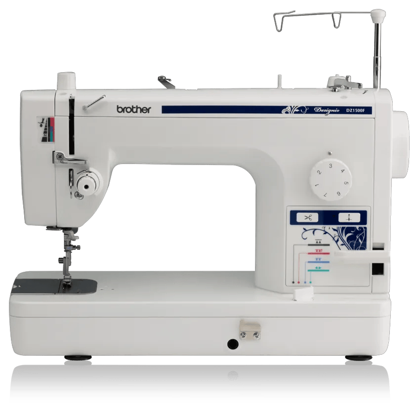 Brother Designio DZ1500F sewing machine with LCD screen and decorative stitch patterns