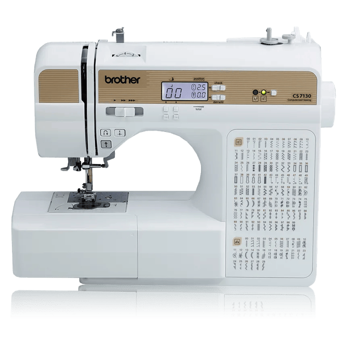 Brother CS7130 sewing machine with LCD display and built-in stitch selection panel