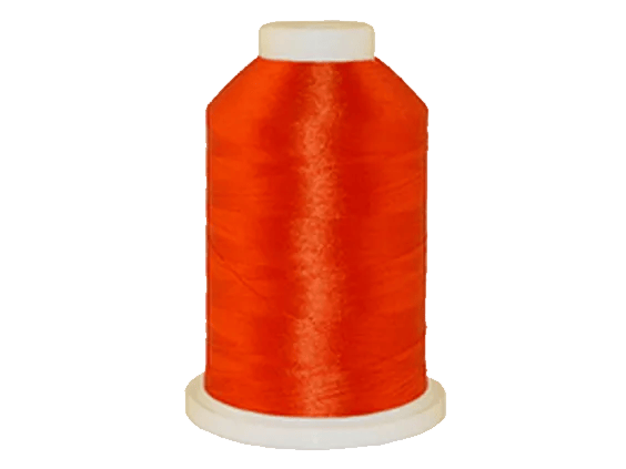 Brother embroidery thread spool in vibrant orange with white cap on cone base