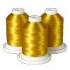 Three spools of gold embroidery thread on white bases for Brother sewing machines