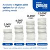 Brother Genuine high-yield toner cartridges with page yield comparison from 3,000 to 12,000 pages