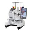 Brother embroidery machine with 10 needles, colorful thread spools, and touchscreen display