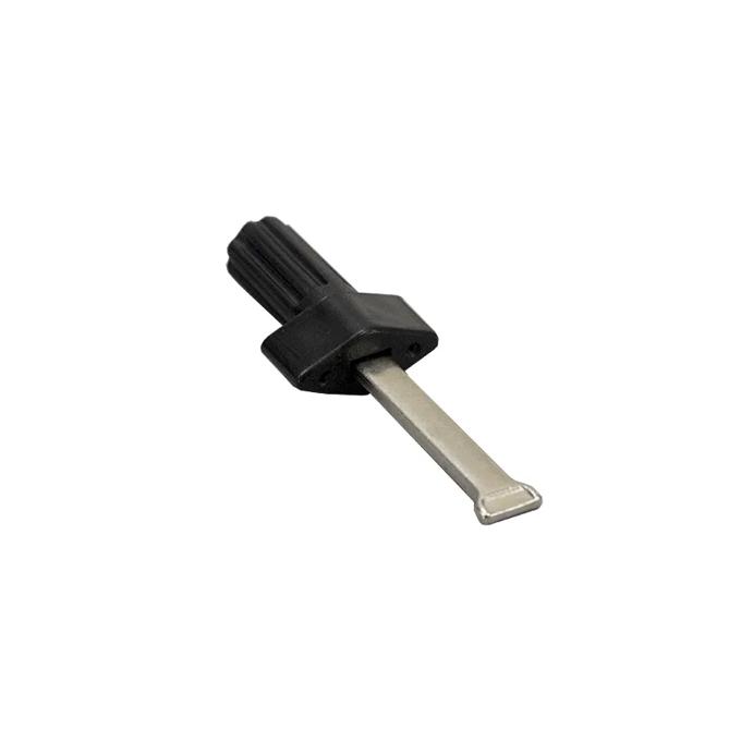 Brother printer cleaning tool with black brush head and metal scraper blade
