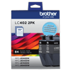 Brother LC402 2-pack black ink cartridges with 550-page yield for MFC-J series printers